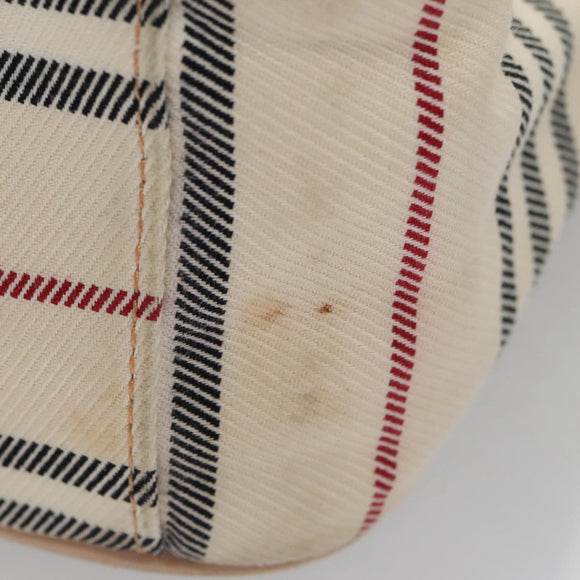 BURBERRY Shoulder Bag Canvas Leather Beige Cream Silver Auth 103299