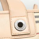 BURBERRY Shoulder Bag Canvas Leather Beige Cream Silver Auth 103299-17