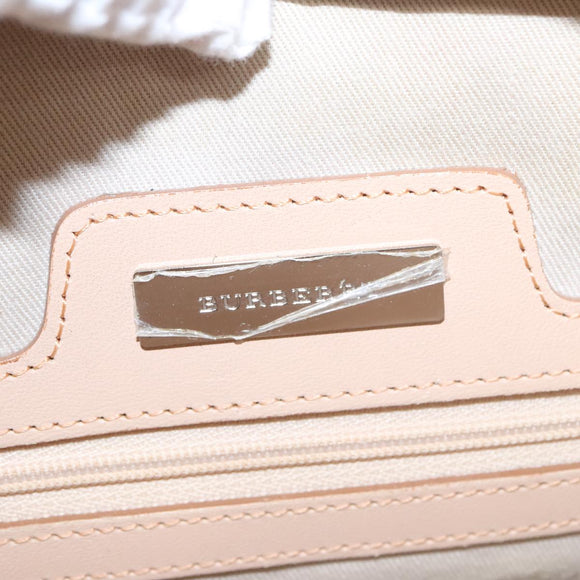 BURBERRY Shoulder Bag Canvas Leather Beige Cream Silver Auth 103299