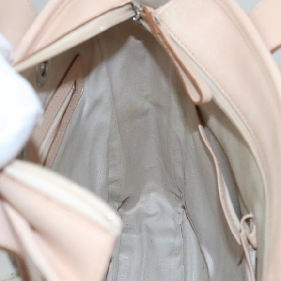 BURBERRY Shoulder Bag Canvas Leather Beige Cream Silver Auth 103299