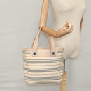 BURBERRY Shoulder Bag Canvas Leather Beige Cream Silver Auth 103299-25