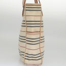 BURBERRY Shoulder Bag Canvas Leather Beige Cream Silver Auth 103299-4