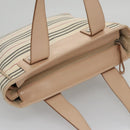 BURBERRY Shoulder Bag Canvas Leather Beige Cream Silver Auth 103299-6