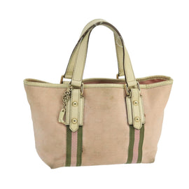 GUCCI GG Canvas Hand Bag Pink Cream Gold 139261 Auth 103310