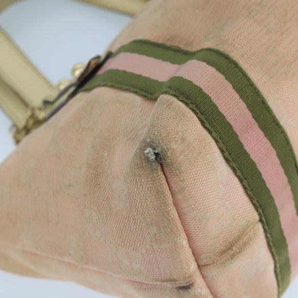 GUCCI GG Canvas Hand Bag Pink Cream Gold 139261 Auth 103310