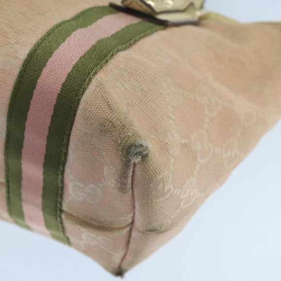 GUCCI GG Canvas Hand Bag Pink Cream Gold 139261 Auth 103310