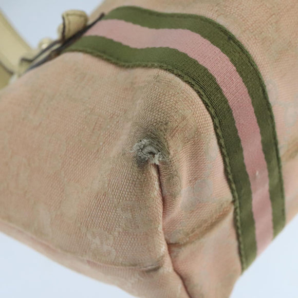 GUCCI GG Canvas Hand Bag Pink Cream Gold 139261 Auth 103310