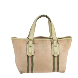 GUCCI GG Canvas Hand Bag Pink Cream Gold 139261 Auth 103310 - 0