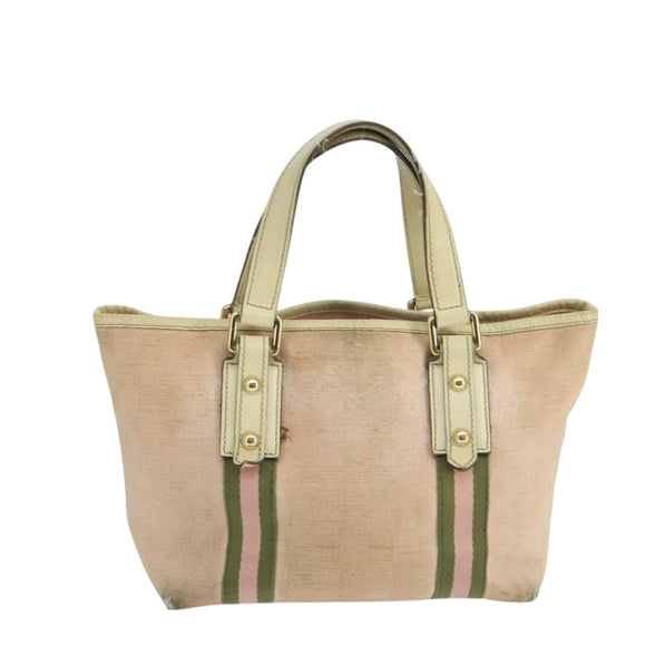 GUCCI GG Canvas Hand Bag Pink Cream Gold 139261 Auth 103310