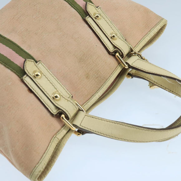 GUCCI GG Canvas Hand Bag Pink Cream Gold 139261 Auth 103310