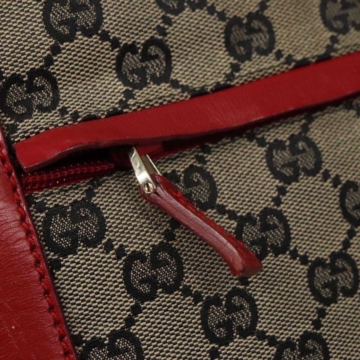 GUCCI GG Canvas Shoulder Bag Navy Red gold 019 0493 Auth 103321