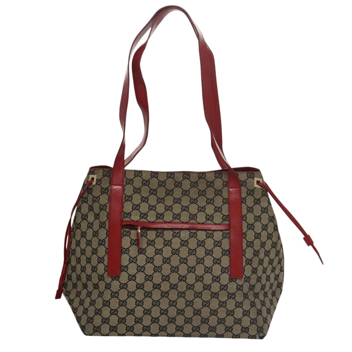 GUCCI GG Canvas Shoulder Bag Navy Red gold 019 0493 Auth 103321