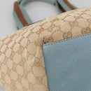 GUCCI GG Canvas Sherry Line Shoulder Bag Beige Blue Silver 131230 Auth 103323-14