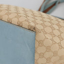 GUCCI GG Canvas Sherry Line Shoulder Bag Beige Blue Silver 131230 Auth 103323-15