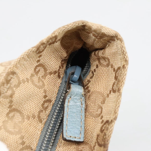 GUCCI GG Canvas Sherry Line Shoulder Bag Beige Blue Silver 131230 Auth 103323