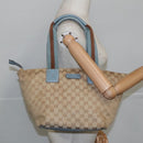 GUCCI GG Canvas Sherry Line Shoulder Bag Beige Blue Silver 131230 Auth 103323-22