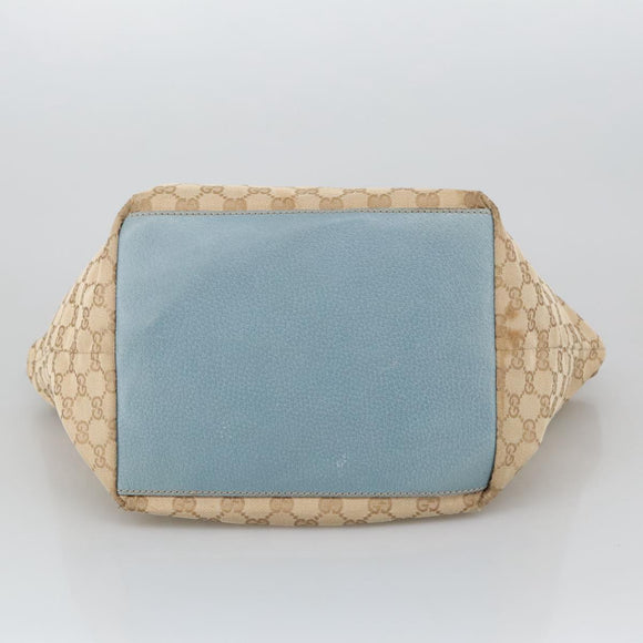 GUCCI GG Canvas Sherry Line Shoulder Bag Beige Blue Silver 131230 Auth 103323