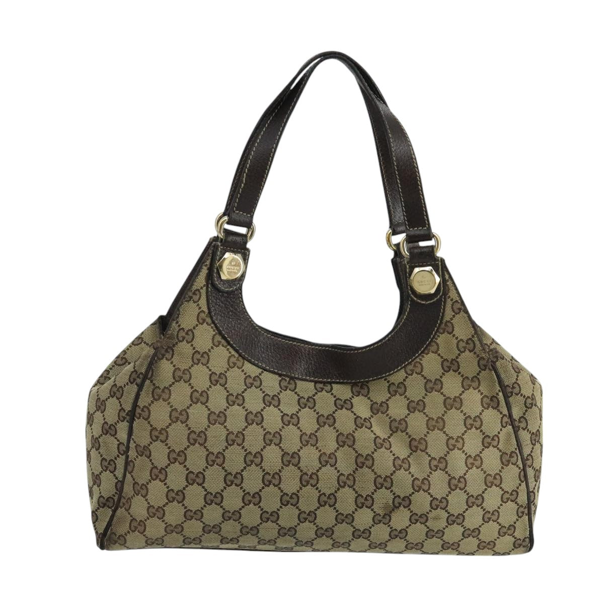 GUCCI GG Canvas Shoulder Bag Beige Gold 154982 Auth 103331