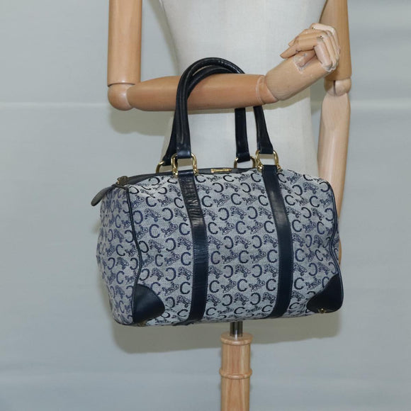 CELINE C Sulky Hand Bag Canvas Navy Auth 103383