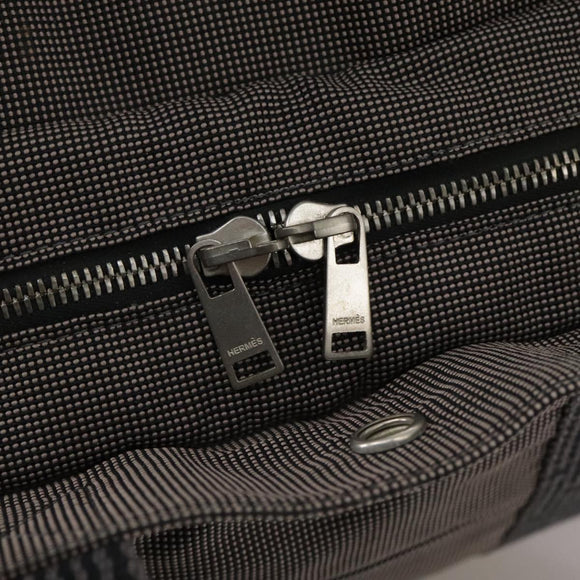 HERMES Her Line MM Hand Bag Canvas Gray Auth 103385