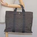 HERMES Her Line MM Hand Bag Canvas Gray Auth 103385-21