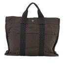 HERMES Her Line MM Hand Bag Canvas Gray Auth 103385-2