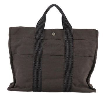 HERMES Her Line MM Hand Bag Canvas Gray Auth 103385 - 0