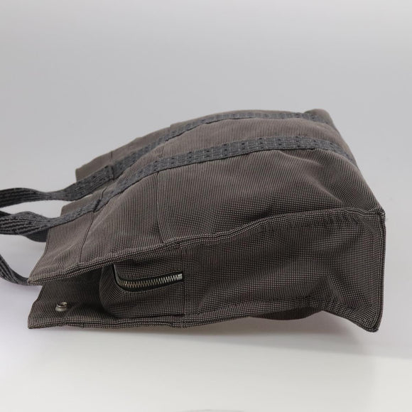HERMES Her Line MM Hand Bag Canvas Gray Auth 103385