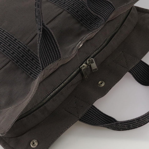 HERMES Her Line MM Hand Bag Canvas Gray Auth 103385