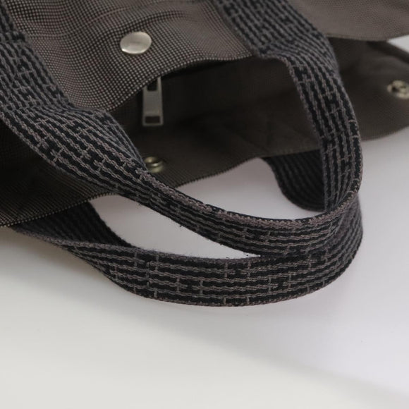 HERMES Her Line MM Hand Bag Canvas Gray Auth 103385