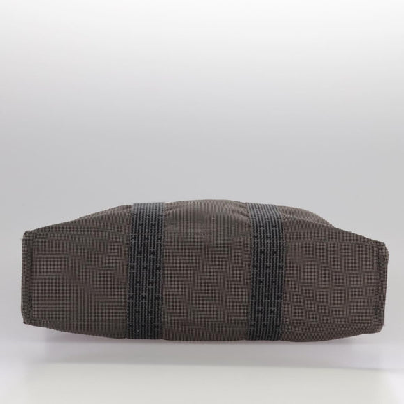HERMES Her Line MM Hand Bag Canvas Gray Auth 103385