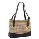BURBERRY Nova Check Shoulder Bag Canvas Beige Auth 103388-1