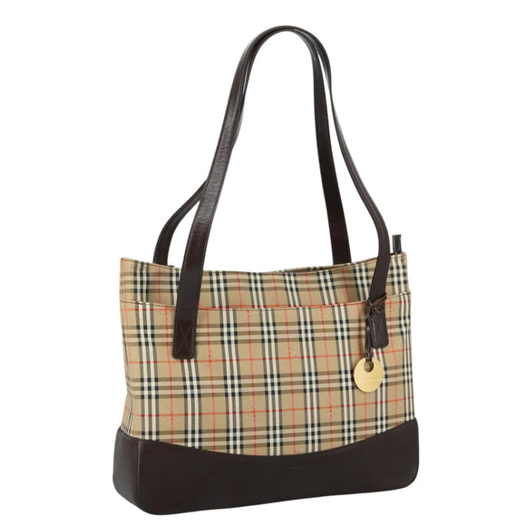 BURBERRY Nova Check Shoulder Bag Canvas Beige Auth 103388