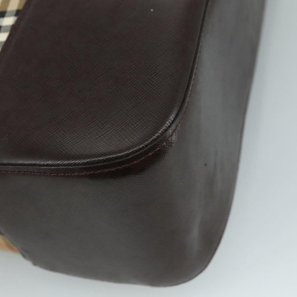 BURBERRY Nova Check Shoulder Bag Canvas Beige Auth 103388