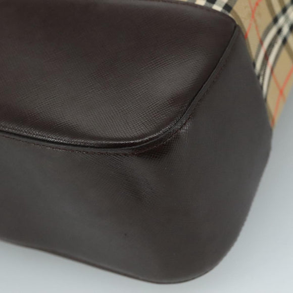 BURBERRY Nova Check Shoulder Bag Canvas Beige Auth 103388