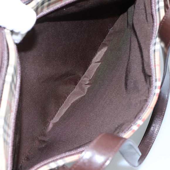 BURBERRY Nova Check Shoulder Bag Canvas Beige Auth 103388