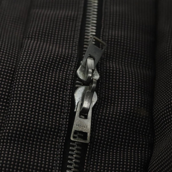 HERMES Her Line MM Hand Bag Canvas Gray Silver Auth 103414