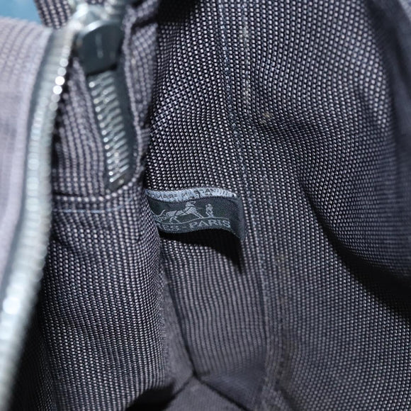 HERMES Her Line MM Hand Bag Canvas Gray Silver Auth 103414