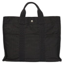 HERMES Her Line MM Hand Bag Canvas Gray Silver Auth 103414-13