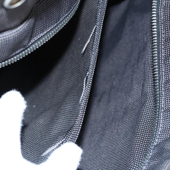 HERMES Her Line MM Hand Bag Canvas Gray Silver Auth 103414