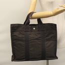 HERMES Her Line MM Hand Bag Canvas Gray Silver Auth 103414-23