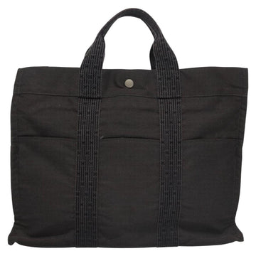 HERMES Her Line MM Hand Bag Canvas Gray Silver Auth 103414 - 0