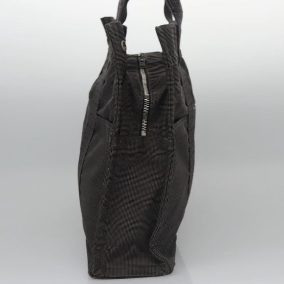 HERMES Her Line MM Hand Bag Canvas Gray Silver Auth 103414