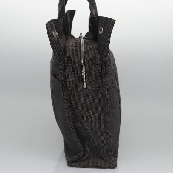 HERMES Her Line MM Hand Bag Canvas Gray Silver Auth 103414