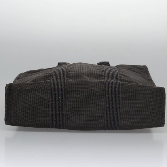 HERMES Her Line MM Hand Bag Canvas Gray Silver Auth 103414