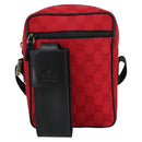 GUCCI GG Canvas Shoulder Bag Silver Red 018 1619 Auth 103432-13