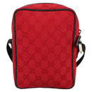 GUCCI GG Canvas Shoulder Bag Silver Red 018 1619 Auth 103432-2