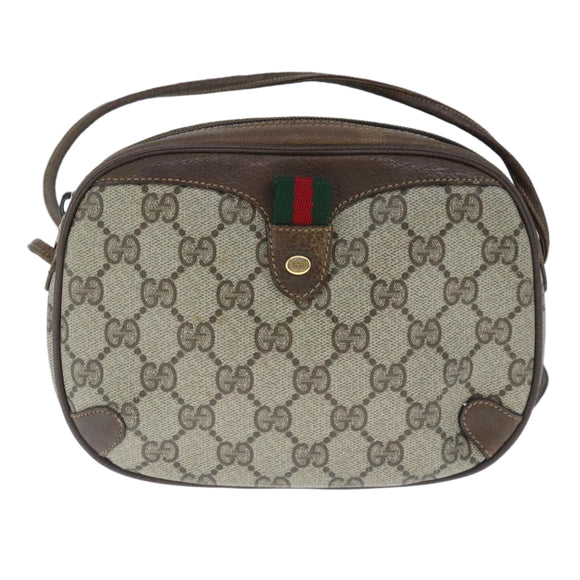 GUCCI GG Supreme Web Sherry Line Shoulder Bag PVC Beige 89 02 066 Auth 103458