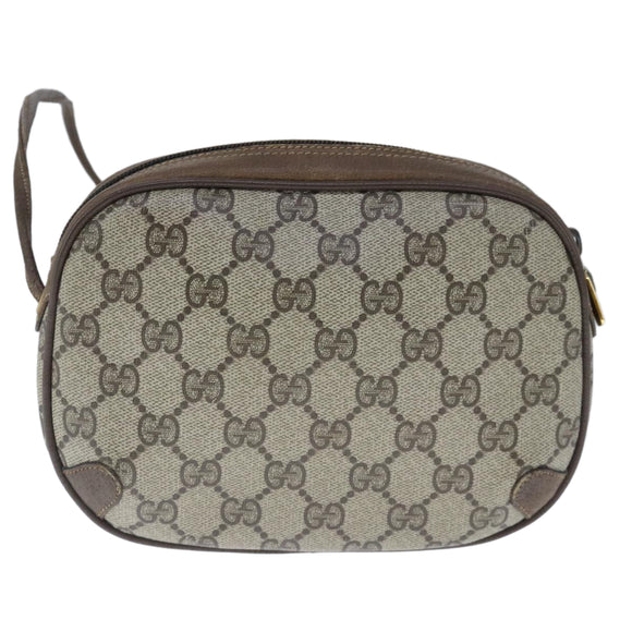 GUCCI GG Supreme Web Sherry Line Shoulder Bag PVC Beige 89 02 066 Auth 103458