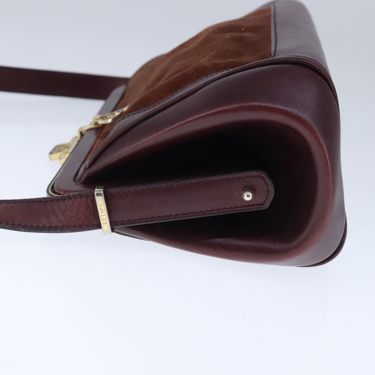 CELINE Shoulder Bag Suede Leather Brown Auth 103465